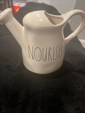 Rae Dunn Cream 'NOURISH' Watering Can Pitcher